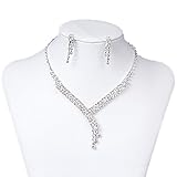 ClearBridal Rhinestones Necklace Earrings Jewelry Sets for Wedding Bridal Party