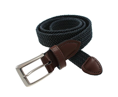 Mailbu Elastic Braided Belt by Thomas Bates Made in the USA (L, Navy)