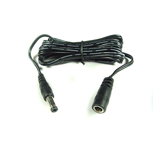Microseven 10 ft 2.1mm x 5.5mm DC Plug Extension Cable for Power Adapter, 20AWG / M7_EXT10FT