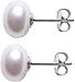 D'AMA Sterling Silver Stud Earrings, Button Freshwater Cultured Pearls AAA Quality (7.0-7.5mm)