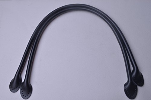 Wento Pair 20'' Genuine Leather Purses Straps With Ear Shape End,Punch Hole Ready,Real Leather Bag Handles,replacement Purse Straps,handbag Bag Wallet Straps WT0003 (20, Black)