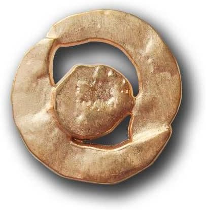 Knopfparadies Sewing Buttons - Set of 5 Extraordinary Metal Buttons, Vintage Design, Hammered / Handmade / Historic Look - Colour: Matte Gold, Ø approx. 19x20mm