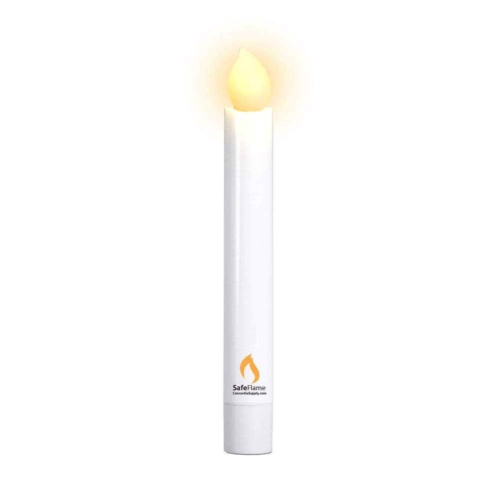 Concordia Supply SafeFlame Flickering LED Battery Candle - Switch On-Off (Pack of 25, Amber Flame)