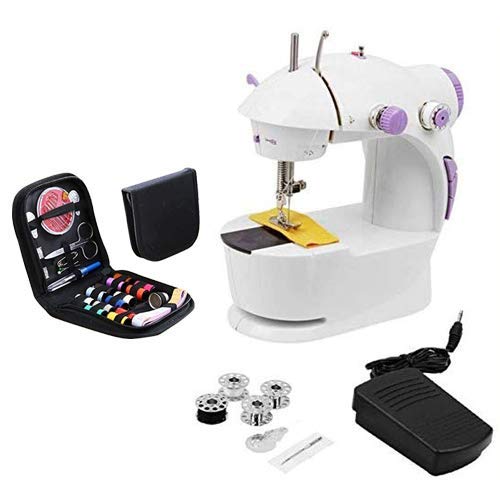 FAB Innovations 10 in 1 Mini Electric Sewing Machine with Multi Pieces Portable Sewing Kit with Pouch for Adults and Beginners Multipurpose