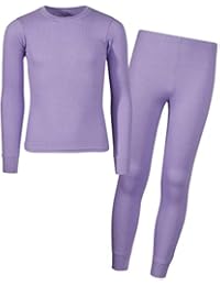 Rene Rofe Girls Base Layer - Waffle Weave Thermal Underwear 2-Piece Set (Lavender, Large (10/12))