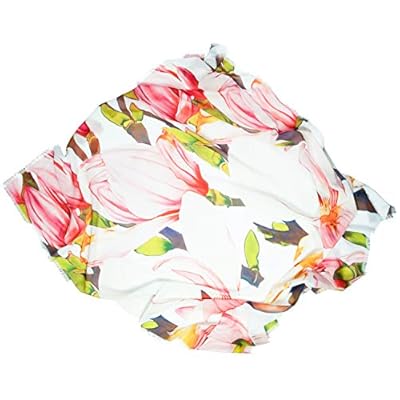 Women's Floral Print Scarf with Soft Silk Blend in Pink, Ivory and Green Women's Floral Print Scarf with Soft Silk Blend in Pink, Ivory and Green