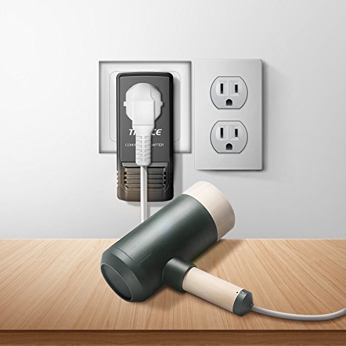 TryAce Mini 1875W Worldwide Travel Converter and Adapter Combo, Set Down 220V to 110V International Voltage Converter for Hair Dryer, All in One Plug Adapter Wall Charge for UK/AU/US/EU - Thumbnail 6