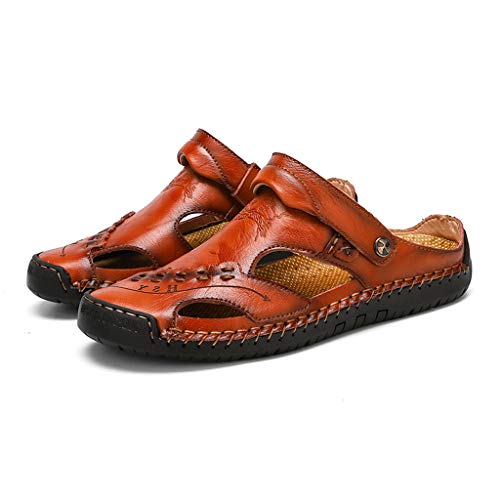 Leather Sandals for Men 2019 New Casual Lightweight Hiking Beach Water Shoes (US:8, Red 4) - Thumbnail 7