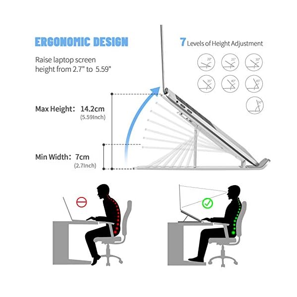 Laptop-StandUniversal-Ventilated-Desktop-Laptop-Holder-Portable-Foldable-Laptop-Riser-with-7-Angles-HeightAdjustment-Non-Slip-Aluminum-Laptop-Mount-Compatible-with-LaptopPhoneTabletKindle Laptop Stand,Universal Ventilated Desktop Laptop Holder, Portable Foldable Laptop Riser with 7 Angles Height,Adjustment…