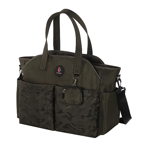 SUPROMOMI Diaper Tote: Large Baby Bag for Boy Girl,Shoulder Mommy Bag Can Make Twins and 2 Kids Nappy Package Mom Hospital Use Grey Army Green