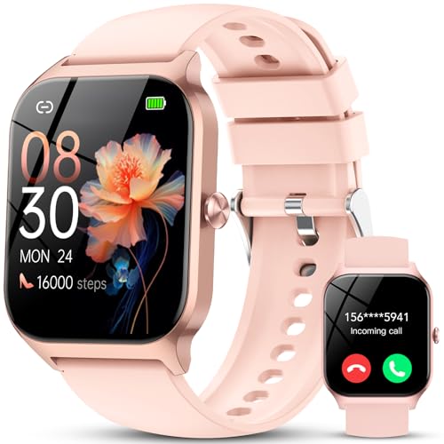 Smart Watch Women Men, 1.85 Inch HD Smartwatch with Al-Voice and Calls, WhatsApp Notifications, Smart Watch with Pedometer/Heart Rate Monitor/Sleep Monitor, 115+ Sports Modes, IP68 Waterproof Pink
