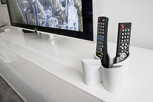 j-me Cozy Remote Control Tidy Remote Holder and TV Remote Organizer (Cool Grey) - Holds up to Four Remote Controls Non-Slip Rubber - Perfect for End Table or Nightstand
