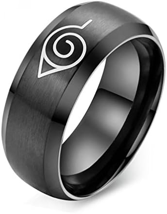 LUXXY Fashion Naruto Black Cool Men Jewelry Stainless Steel Anime Rings