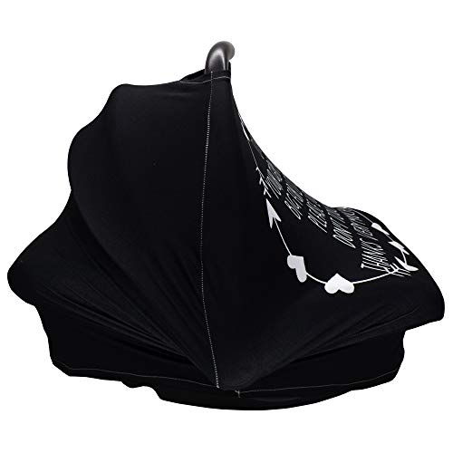 Nursing Cover Breastfeeding Scarf with Safety Warning No Touching Sign - Baby Car Seat Covers Soft Breathable Stretchy Infant Car Seat Canopy Cover Shopping Cart, Stroller, Carseat Covers - Thumbnail 6