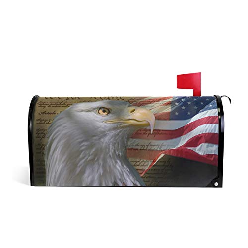 AUUXVA CUTEXL Magnetic Mailbox Covers Vintage American Flag Bald Eagle Mailbox Letter Post Box Cover Wrap Garden Yard Home Decor Standard Size 20.7"x18.03" - Thumbnail 5