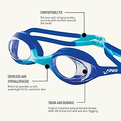 FINIS Swimmies Learn-to-Swim Kids Goggles, Aqua/Clear