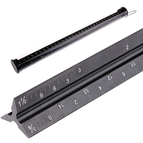 Architectural Scale Ruler Black Solid Aluminum Core Laser Etched