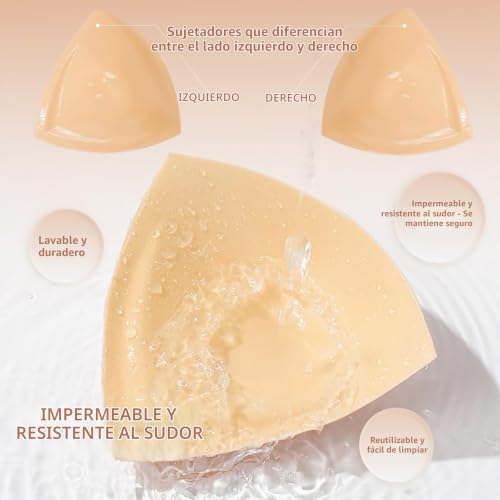 CUKIN Double Sided Adhesive Bra Pads, Invisible Reusable Push Up Inserts, Padded Lift Pads for Large Bust, 1 Pair