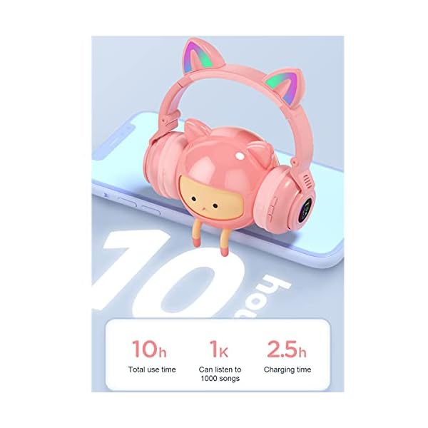 Kids-Headphones-Wireless-Light-Up-Cat-Ear-Bluetooth-Headphones-Over-Ear-Foldable-Headphones-WirelessWired-On-Ear-Stereo-Headset-with-Microphone-LED-Light-PINK T/A Kids Headphones Wireless Light Up Cat Ear Bluetooth Headphones Over Ear Foldable Headphones Wireless/Wired On-Ear…