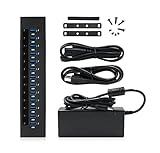2018 GenBasic Elite 15 Port (13 Data 2 QC 3.0) 96W Powered Aluminum USB 3.1 Gen 1 Hub with FireCharge Technology