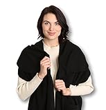 Pembrook Fleece Shawl Wrap – Black – Polar Fleece Pashmina Scarf poncho