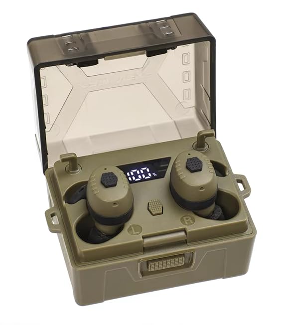 Electronic Shooting Earplugs Noise Cancelling Bluetooth 5.4 Earbuds Hearing Protection Earmuff Ear Plugs for Hunting/Tactical/Shooting/Military/Musical Events/Construction/Concerts/Drilling (Green)