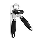 WHX Stainless Steel Manual Camping Can Opener Bottle Opener Easy to Use with Ergonomic Rubber Handle