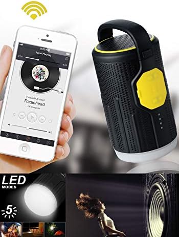 Portable Bluetooth Speaker with Camping Lantern and Power Bank - Flashlight Bicycle Light - Hiking & Camping Gear - Emergency & Hurricanes Lantern - LED Lantern for Outdoor Sports