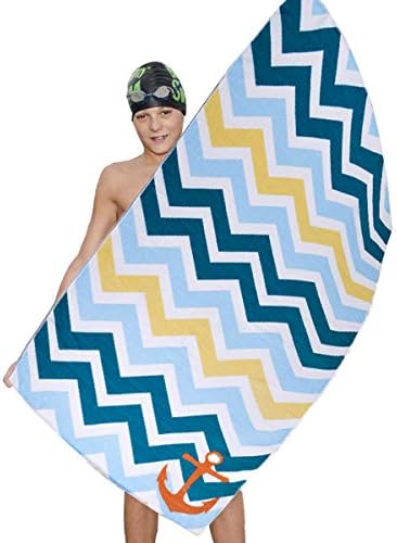 Ricdecor Beach Towels for Boys Blue Microfiber Beach Towel Oversized for Kids (Yellow&Blue)