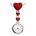 Top Plaza Womens Girls Heart Angle Wing Nurse Fob Clip On Brooch Hanging Pocket Watch - Red