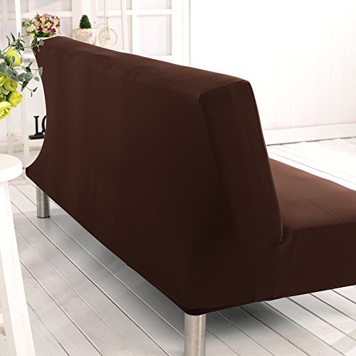 Aneil Sofa Bed Cover Futon Slipcover Solid Color Full Folding Elastic Armless 80 x 50 in (Coffee)