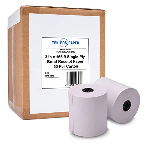 TEK POS 1Ply Kitchen Printer Bond Receipt Paper 3" x 165