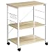Mr IRONSTONE 3-Tier Kitchen Baker's Rack Utility Microwave Oven Stand Storage Cart Workstation Shelf(Light Beige Top+White Metal Frame)