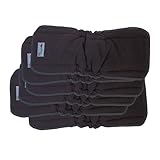Cloth Diaper Inserts in Charcoal Bamboo - Gussets (5 Layer) by AngelicWare. Reusable Washable Liners. Soft, absorbent & rash reducing. Best for one size Baby Pocket Diapers & Sensitive Skin (6 Pack)