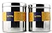Cal Tiffin Stainless Steel CANISTER food storage set (made in INDIA); 4-set with lids (86, 64, 48, 36 fl oz). Great for sugar, coffee, tea, flour storage - Eco friendly, Dishwasher Safe