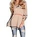 Eforward Women's Blouse Casual Plaid V Neck 3/4 Sleeve T-shirts Pullover Tops S Pink