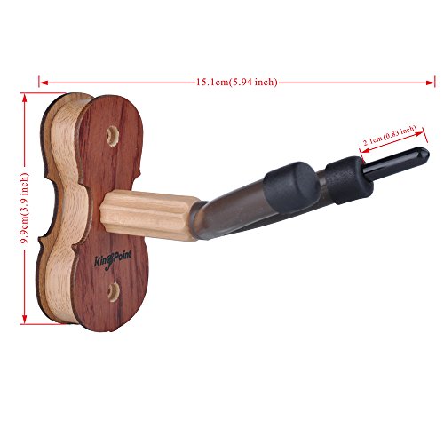 KingPoint Wood Wall Mount Hanger Auto Lock Design for Violin Viola Uklele and String Instruments - Thumbnail 5