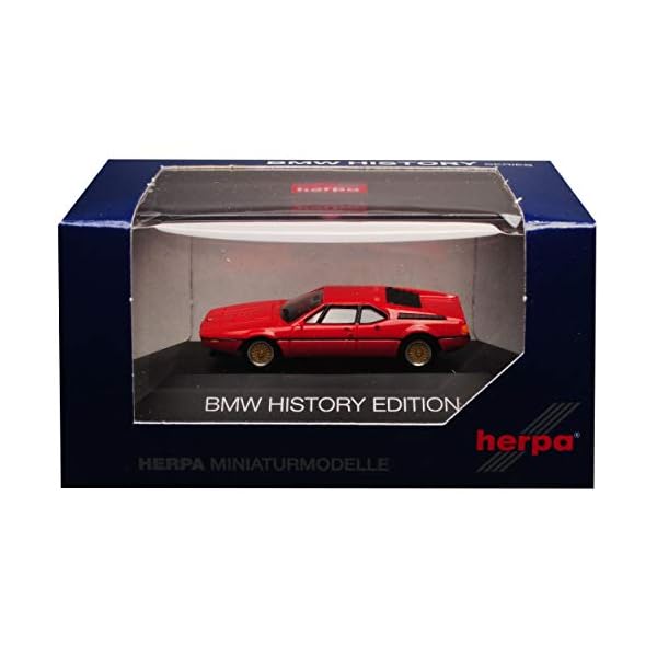 B-M-W M1 Coupe Rot 1978-1981 H0 mit Sockel und Vitrine 1/87 Herpa Modell Auto – Bild 5