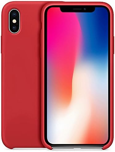 BINGCOO IPhone X case, Liquid Silicone Rubber Slim Protective Cover Case with Soft Microfiber Cloth Lining Cushion for Apple iPhone X  (Red)