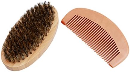 FULLIN Beard Brush And Comb Kit Men Natural Boar Bristle and Handmade Beard Comb Set Great For Facial Hair Care and Grooming Beards And Mustache