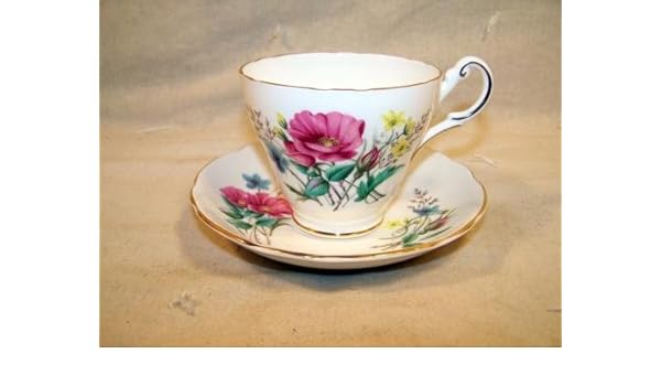 Amazon Com Regency English Bone China Pink Blue Yellow Flowers