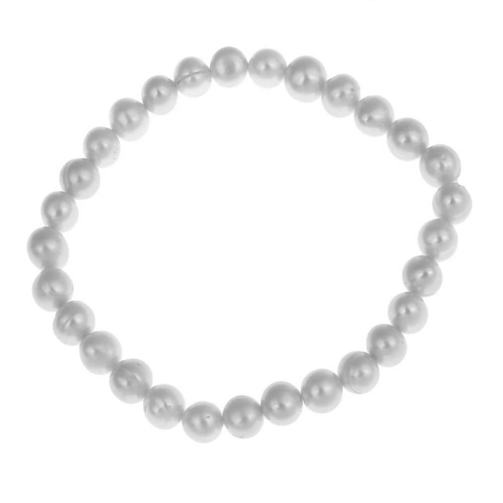 Treasure Bay Stunning 7-8mm Freshwater Pearl Bracelet for Women and Girls (Grey)