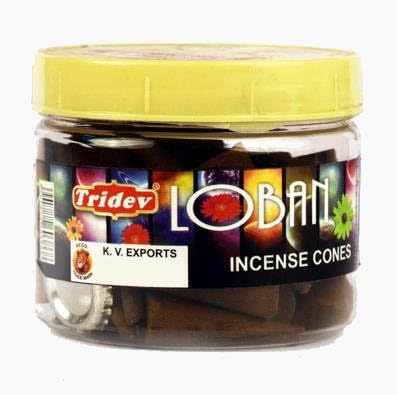 Tridev Loban Fragrances Incense Cones Jar 1080 Grams Box | 12 Jars of 90 Grams in a Box | Export Quality