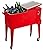 HIO 73 Qt Outdoor Patio Cooler Table On Wheels, Rolling Cooler, Red