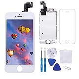 Glob-Tech iPhone 5S LCD Display Screen Replacement Touch Digitizer Full Assembly for iPhone 5S with Preassembled Components (Facing Proximity Sensor, Ear Piece, Front Camera) and Repair Tools, White