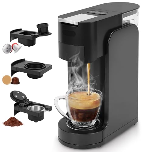 Cafeteira de Capsula, 110V, Cafeteira Capsula 3 em 1, Compatível para Cápsulas Nestlé, Dolce Gusto e Café Moído, Cáfeteira Multicapsula com Bandeja Coletora Ajustável, Tanque de Água para 800ml