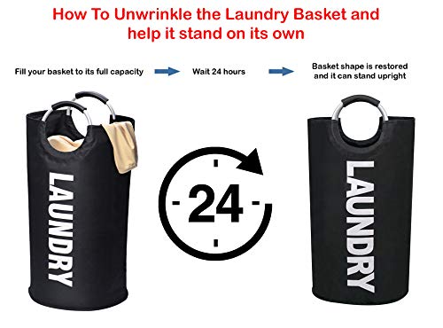 Laundry Basket - 1 Pack 82L Large Fabric Laundry Hamper Bag (6 Variations) - Collapsible, Portable, Foldable Clothes Bag Organization, Waterproof, Durable Handles For Bathroom, Kids Room (Dark Blue)