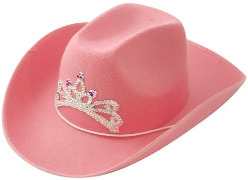 Pink Cowboy Hat with Tiara on Front