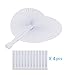 Cusfull 48 Pack White Folding Paper Fans Handheld Paper Fans for Wedding/Party/Party Favours (Heart Shape)