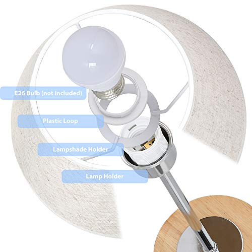Nightstand Table Lamp for Bedroom, Small Wood Desk Lamps Set of 2, Modern Bedside Lamp with Linen Shade for Dressers, Coffee Table, Nursery, Bookcase, Sliver - Thumbnail 5